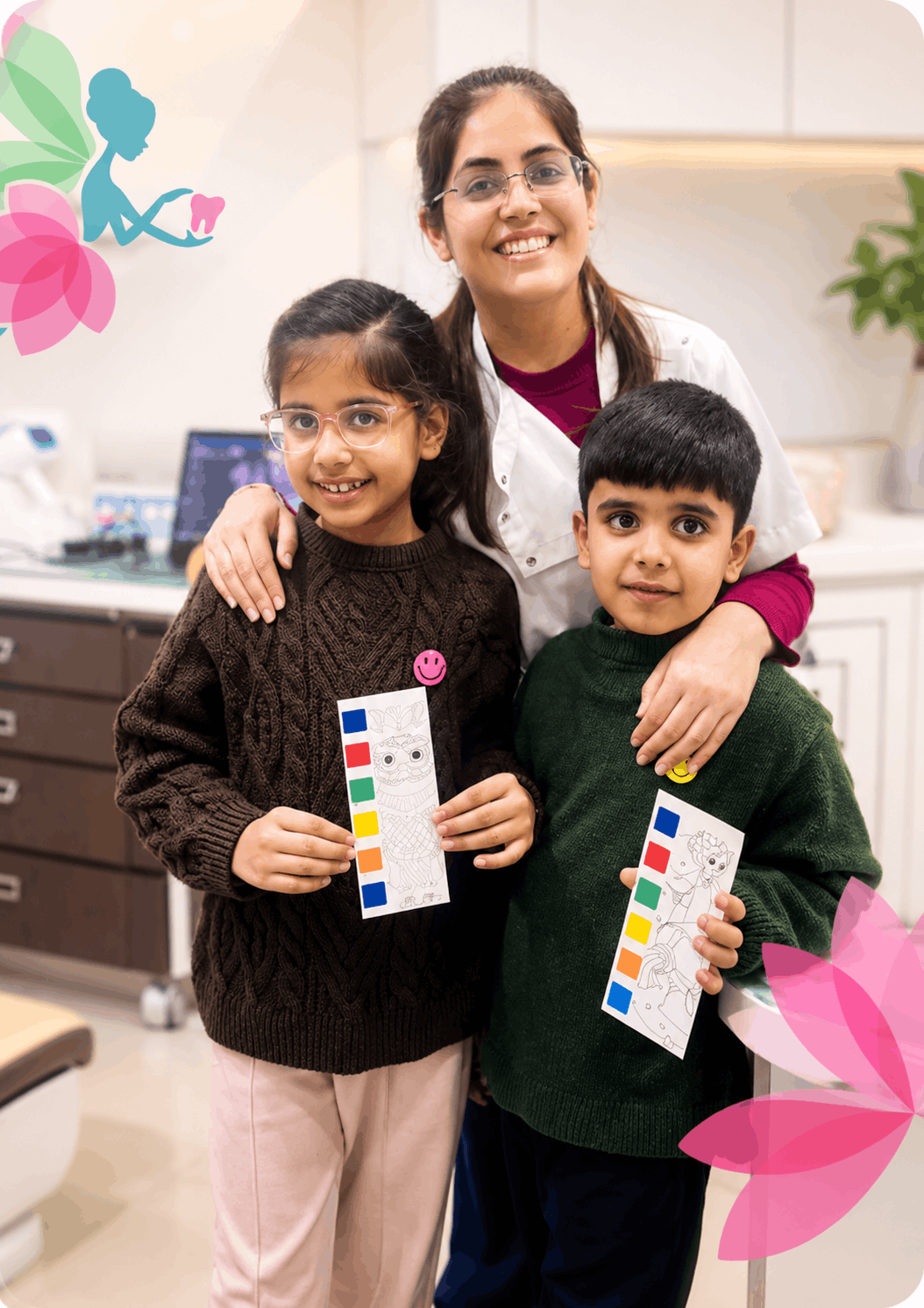 Dr. Ritika Satija with young patients at The Tooth Story